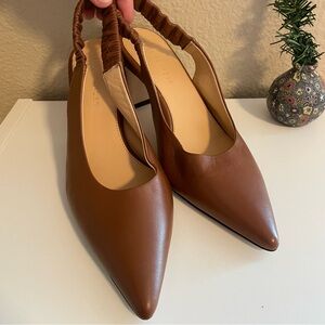 Dear Frances Brown Leather Women's Slingback Shoes
